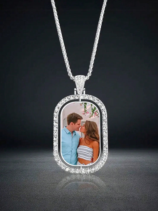 Custom Rotatable Photo Necklace – Double-Sided Personalized Pendant