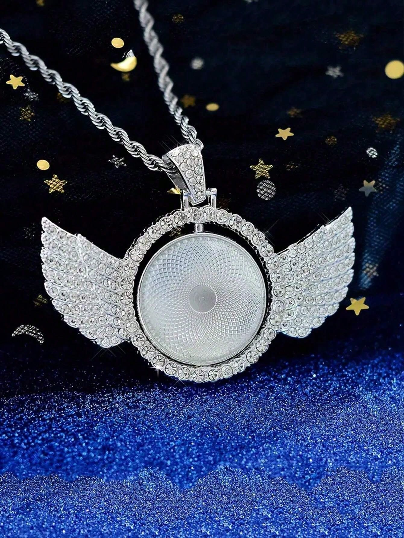 Custom Angel Wings Photo Necklace – Personalized Pendant