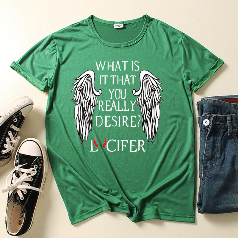 Womens Short Sleeve Angel Wings T-Shirt