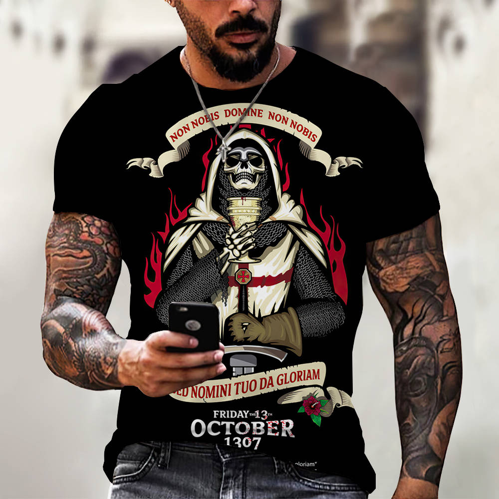 Mens 3d Short Sleeve Skull T-Shirt