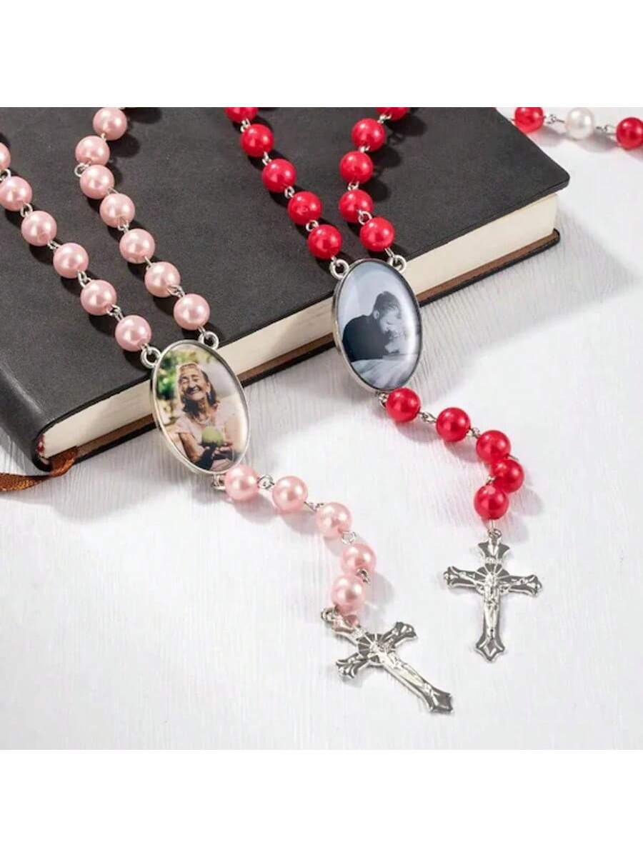 personalized photo rosary beads