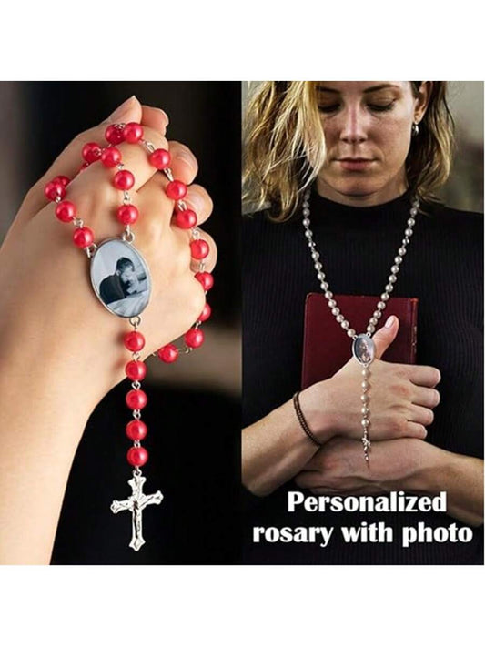 personalized photo rosary beads
