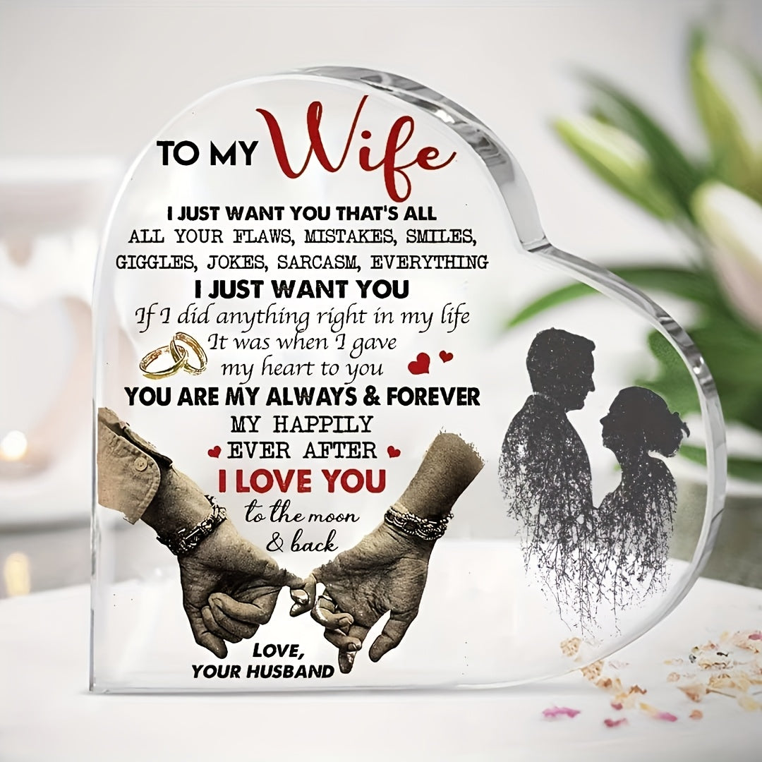 Heart Shaped Acrylic Plaque – Romantic “I Love You” Keepsake Gift