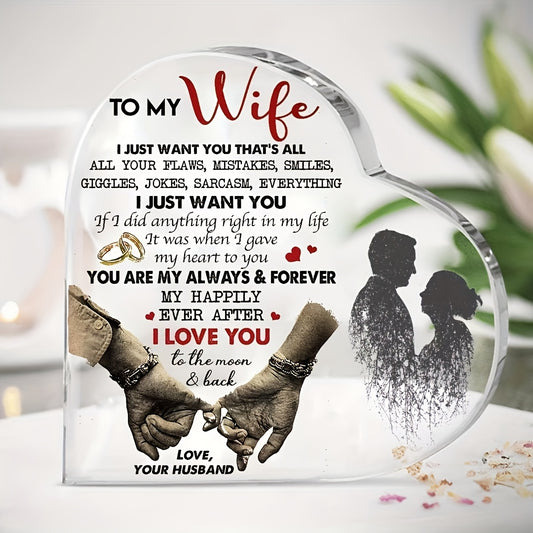 Heart Shaped Acrylic Plaque – Romantic “I Love You” Keepsake Gift