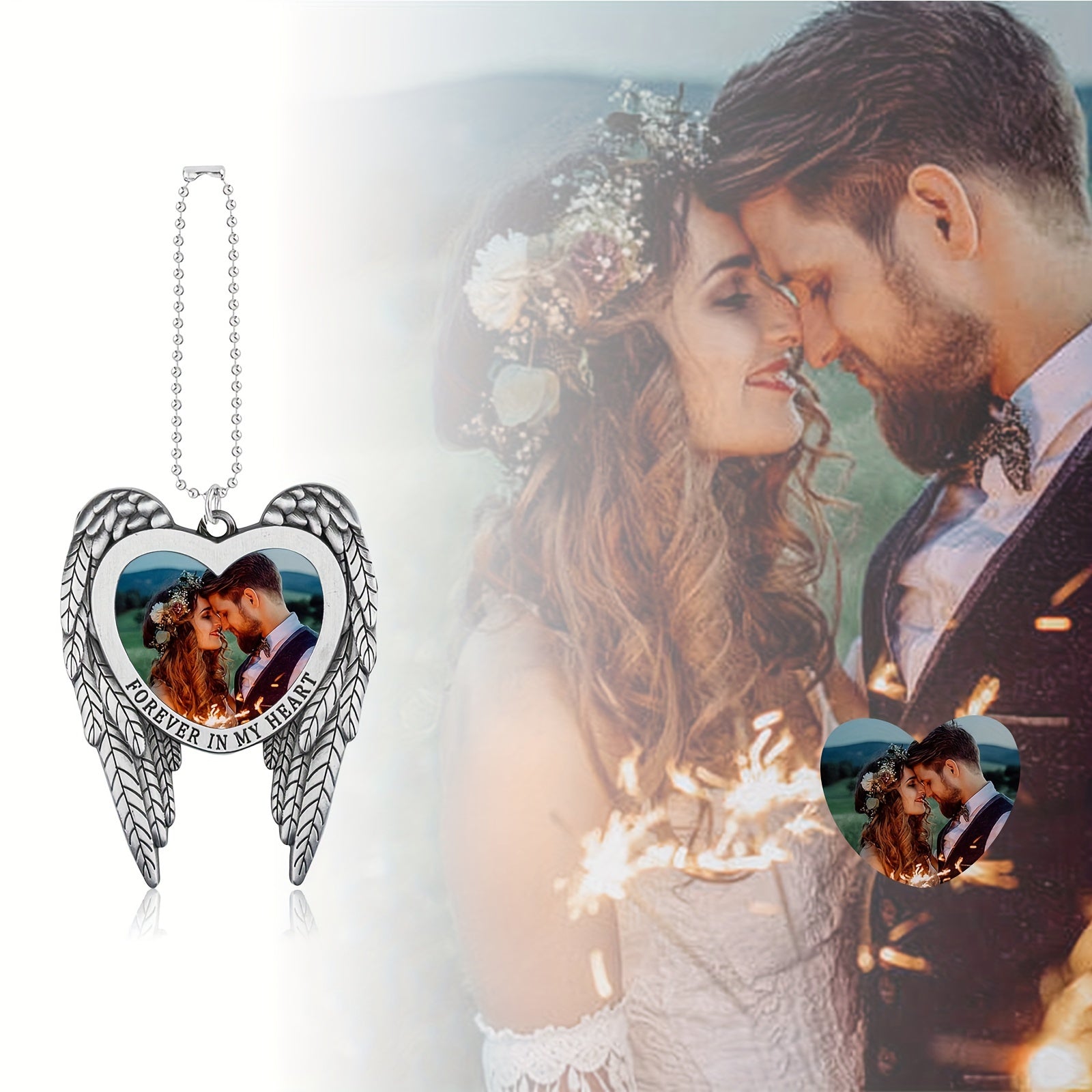 Customized Angel Wing Keychain – Personalized Photo Pendant Gift