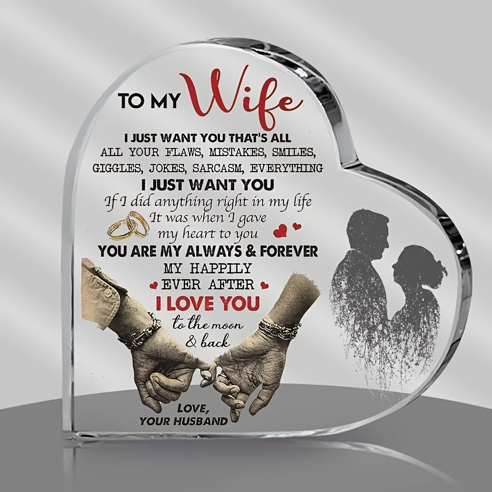 Heart Shaped Acrylic Plaque – Romantic “I Love You” Keepsake Gift