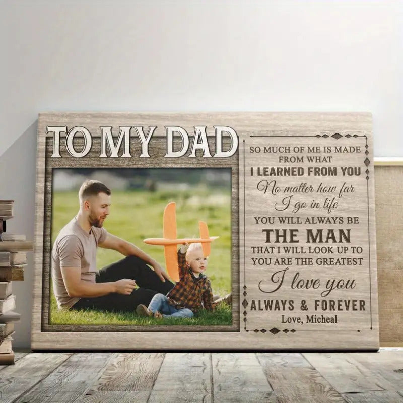 Custom Fathers Day Canvas – Personalized Photo & Name Wall Art