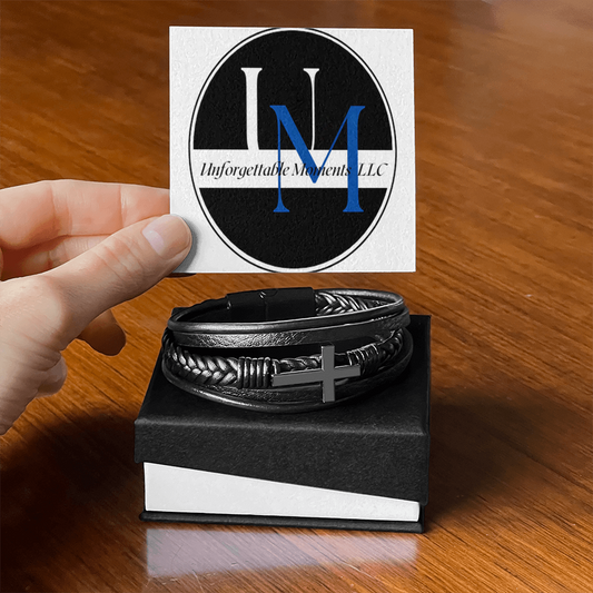 Men's Cross Leather Bracelet