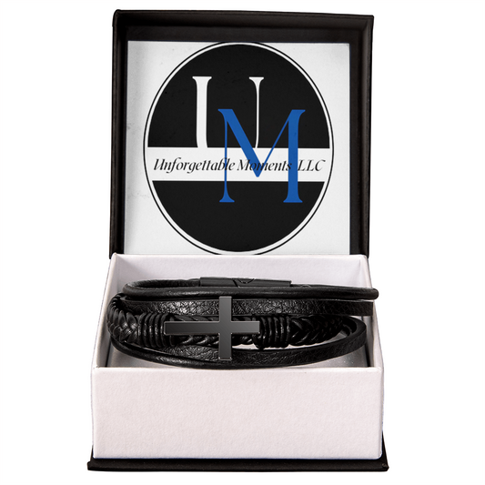 Men's Cross Leather Bracelet