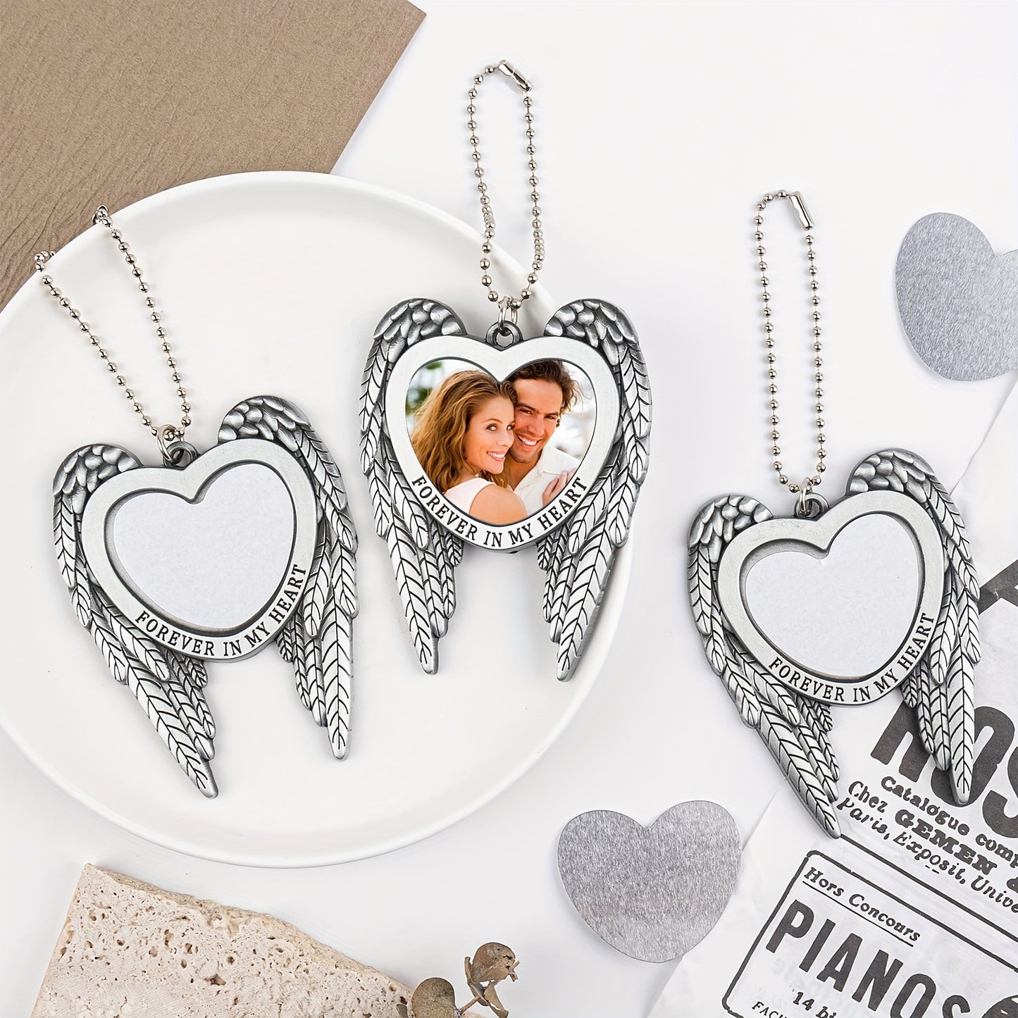 Customized Angel Wing Keychain – Personalized Photo Pendant Gift