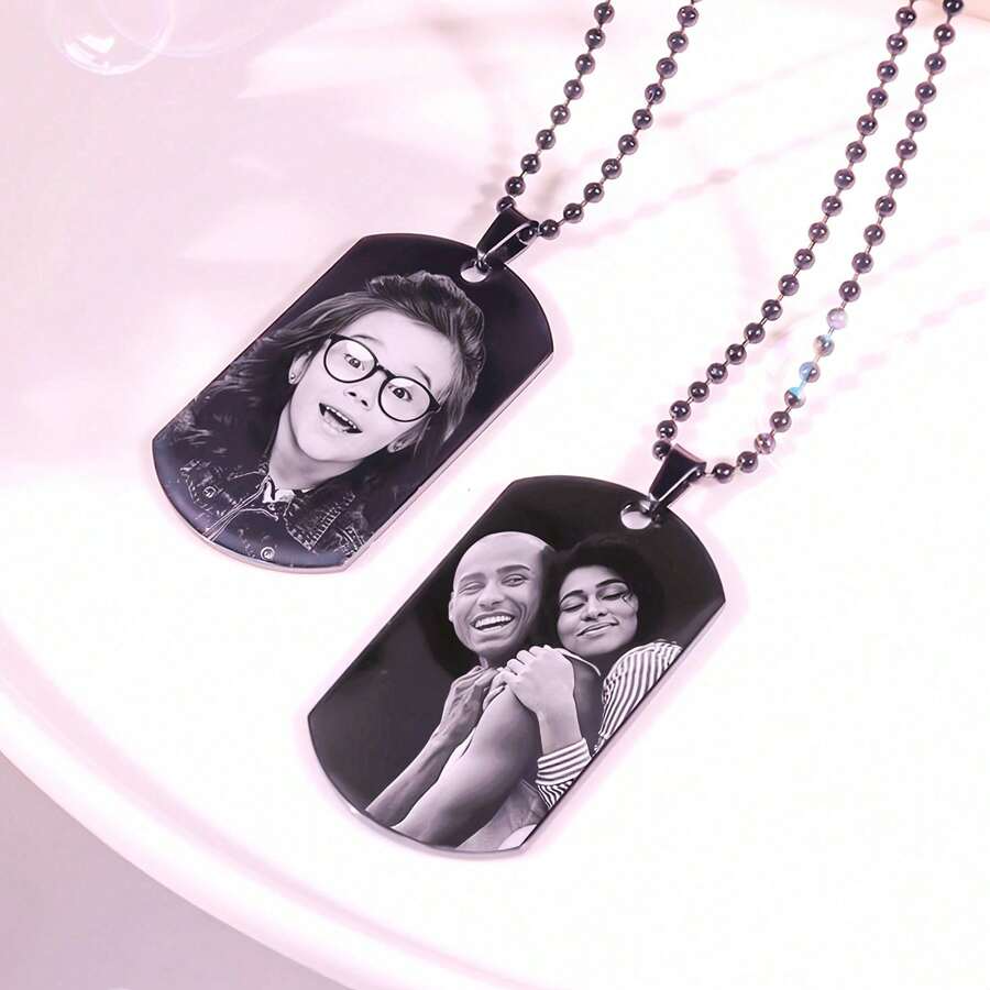 Custom Engraved Dog Tag Necklace – Personalized Photo Pendant