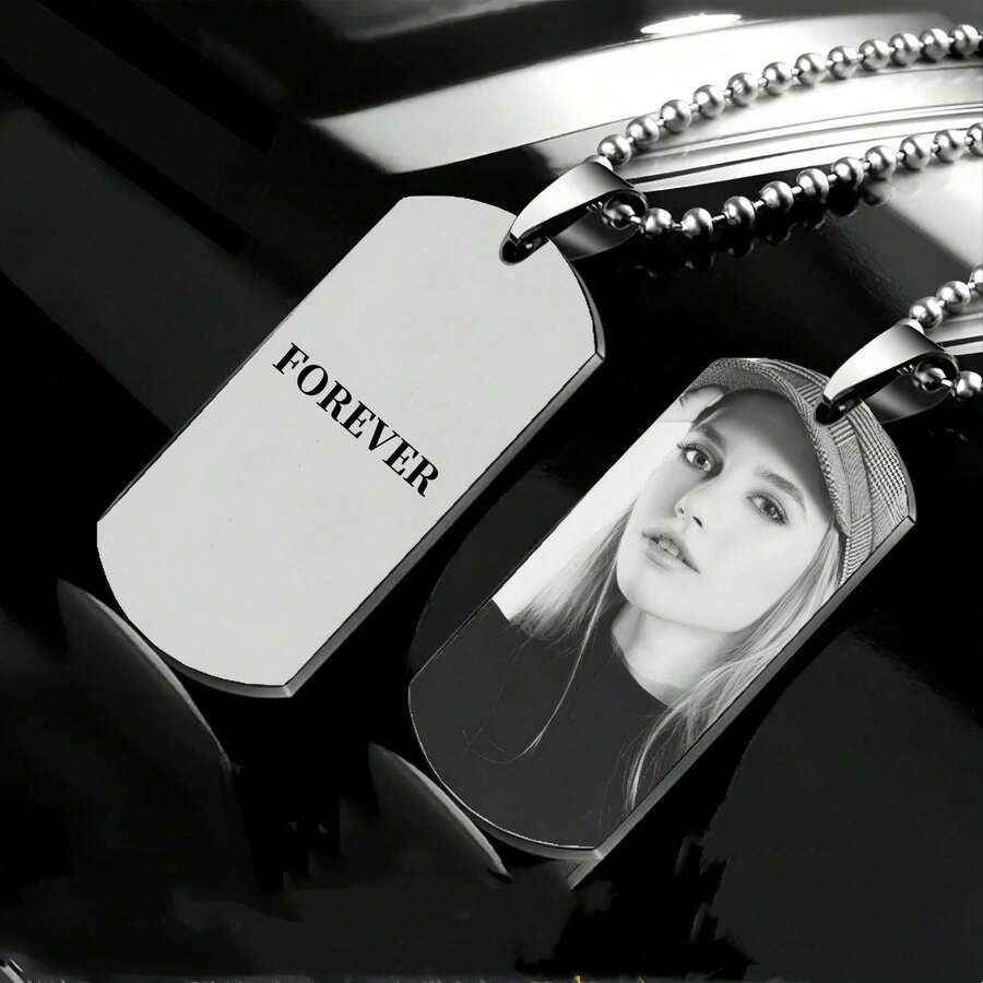 Custom Engraved Dog Tag Necklace – Personalized Photo Pendant