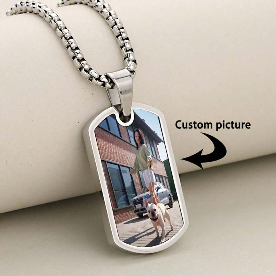 Custom Dog Photo Silver Necklace – Personalized Pet Pendant