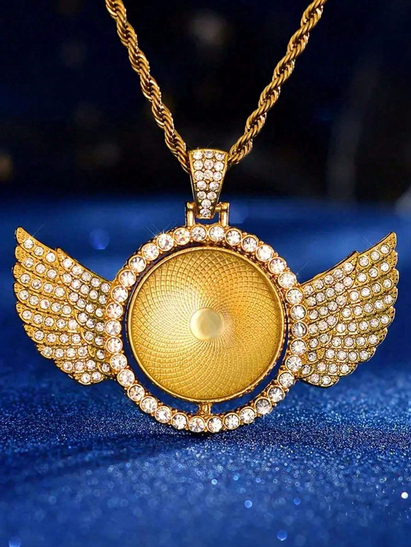 Custom Angel Wings Photo Necklace – Personalized Pendant