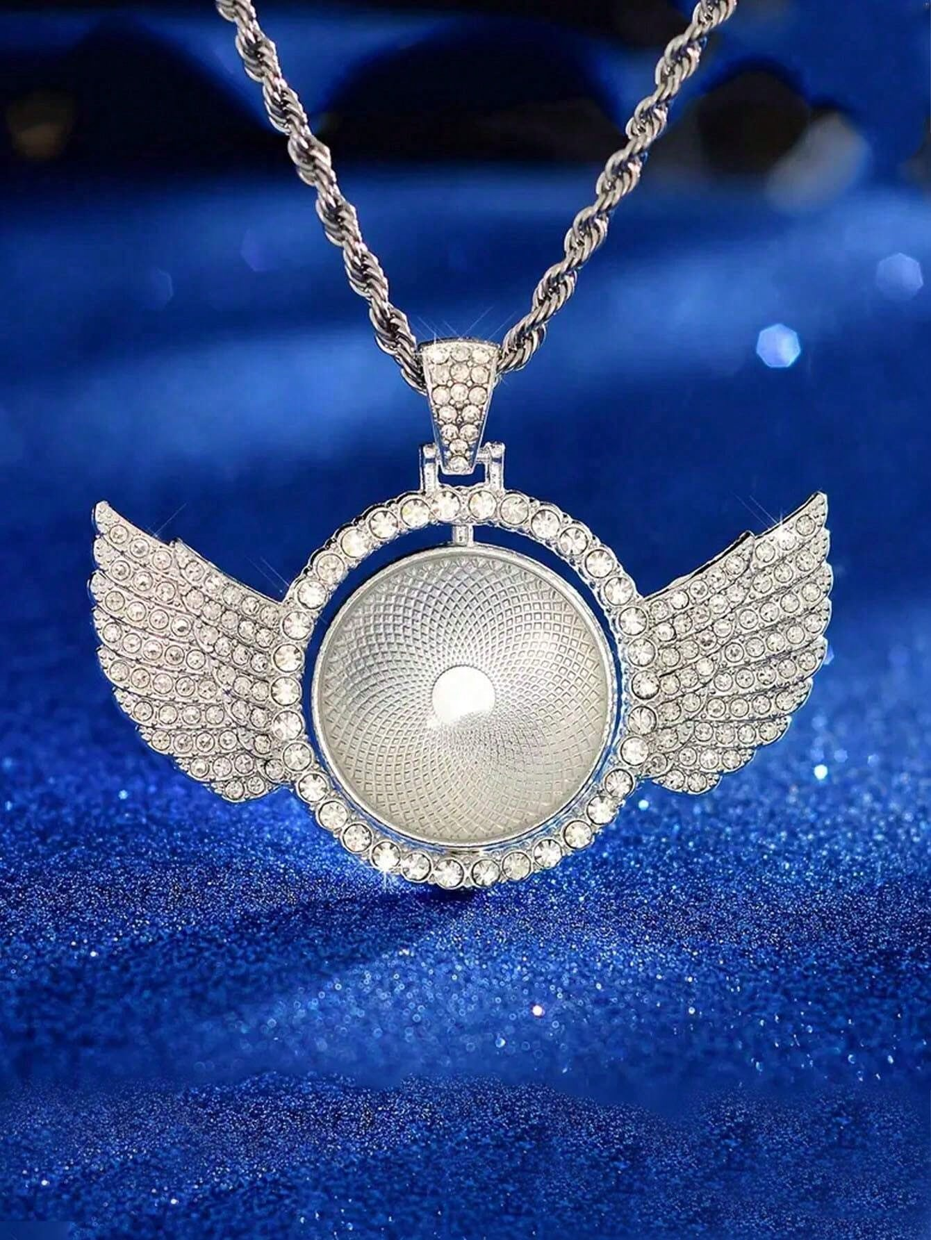 Custom Angel Wings Photo Necklace – Personalized Pendant