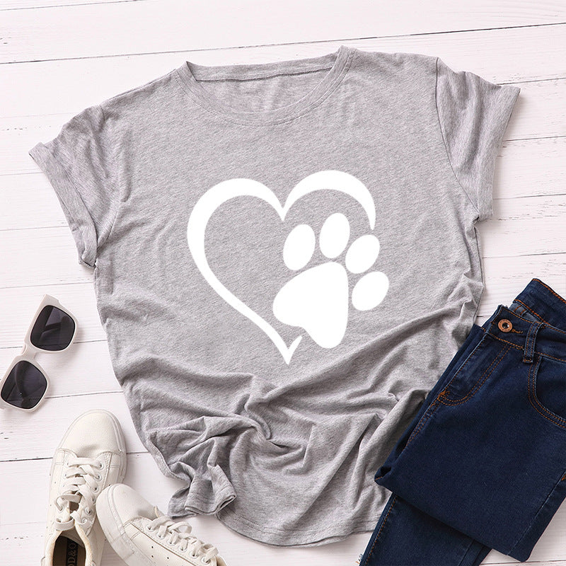 Dog Paw with Heart Short Sleeve T-Shirt