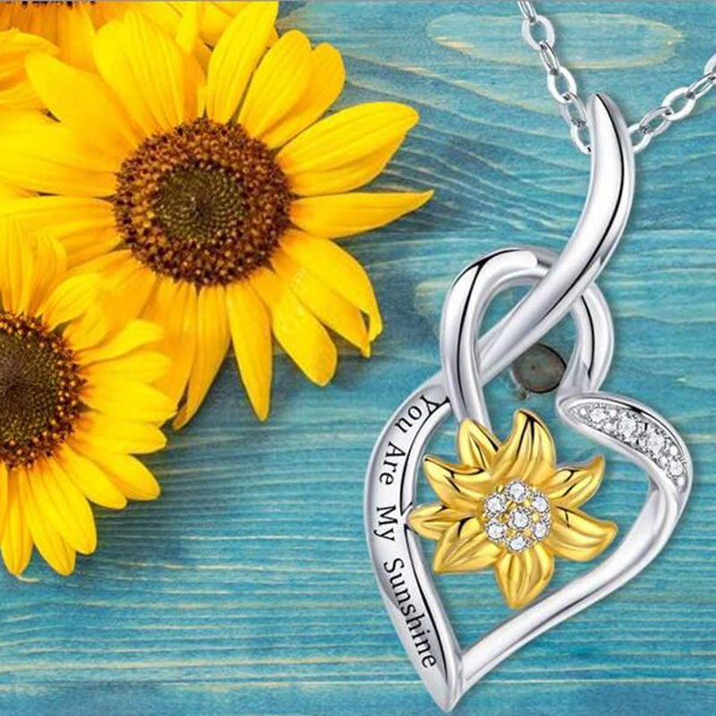 Heart sunflower deals necklace