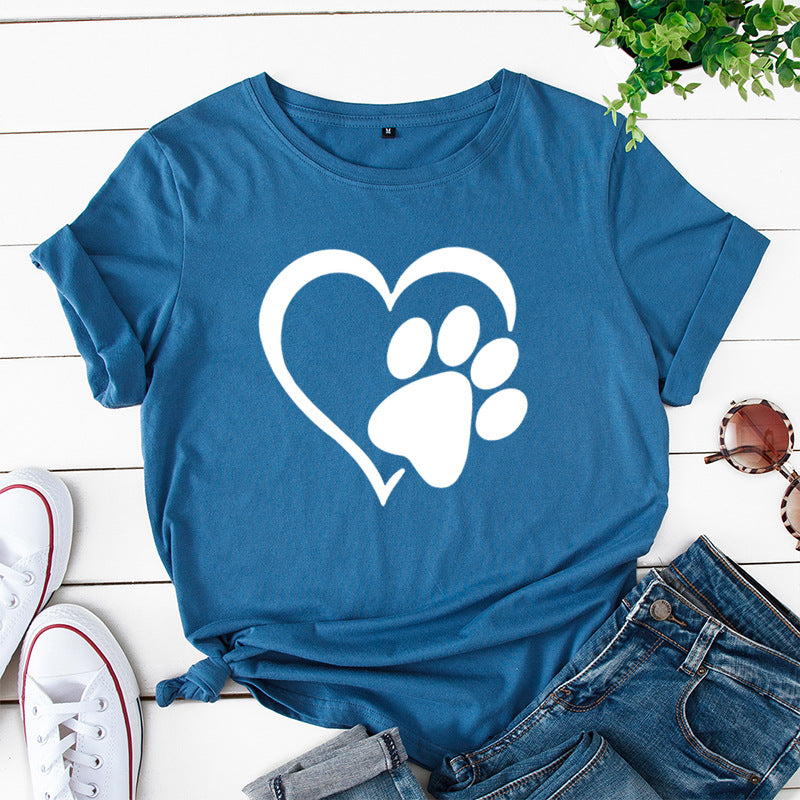 Dog Paw with Heart Short Sleeve T-Shirt