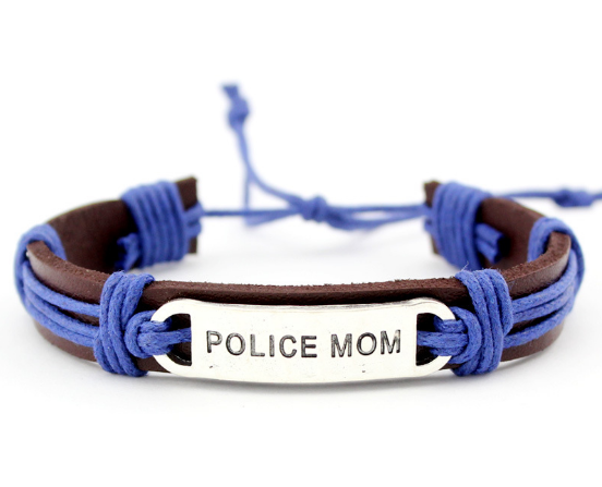 Police Mom Leather Bracelet