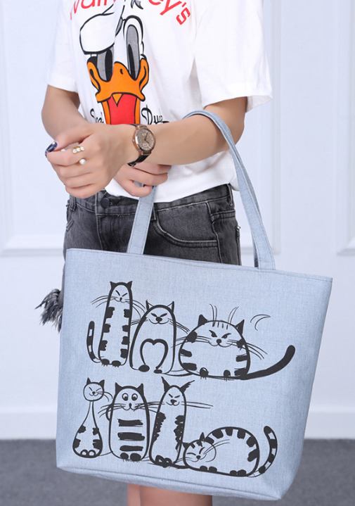 Women's Cat Print Tote Bag