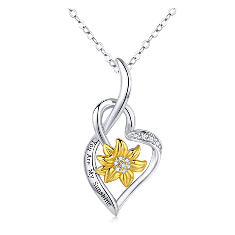 Heart shop sunflower necklace
