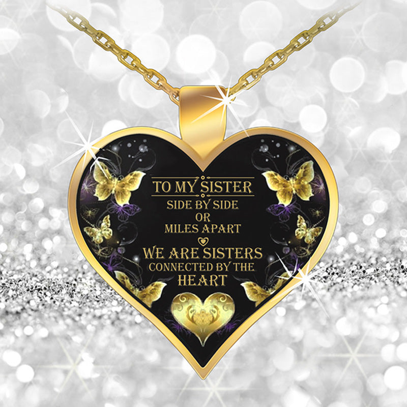 Butterfly To My Sister Heart Pendant Inspirational Necklace