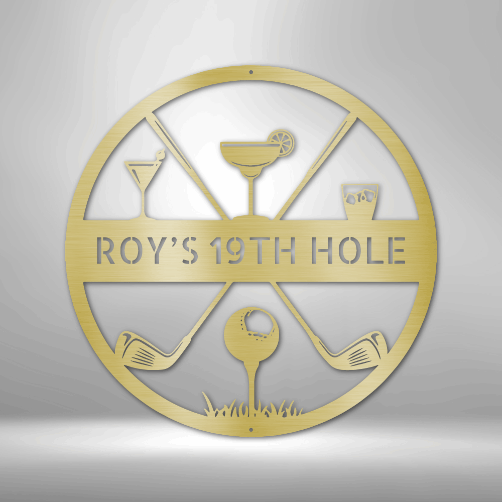 19th Hole Casual Monogram - Steel Sign