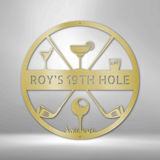 19th Hole Casual Monogram - Steel Sign