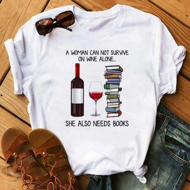 Womens Wine Graphic Short Sleeve T-Shirt