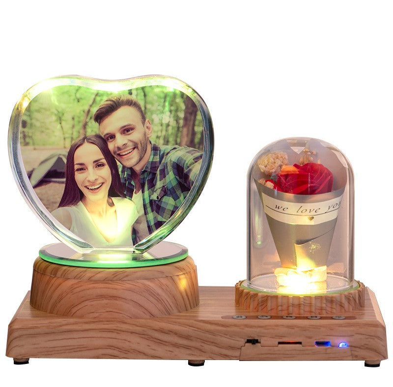Personalized Photo Night Light Bluetooth Music Gift Box 3D Crystal Inner Carving Gift